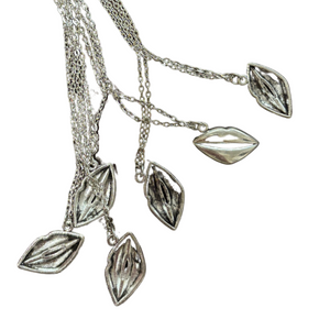 Lips Pendant Necklace in Silver | Kiss Print Charm on Chain