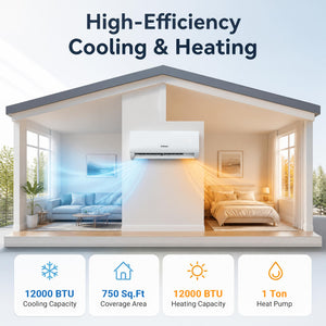 Lithzen 12000 BTU 115V 17 SEER2 Mini Split Air Conditioner and Heater WiFi Enabled