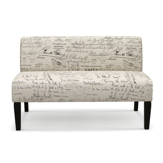 Living Room Wooden Leg Armless Loveseat Sofa-Multicolor