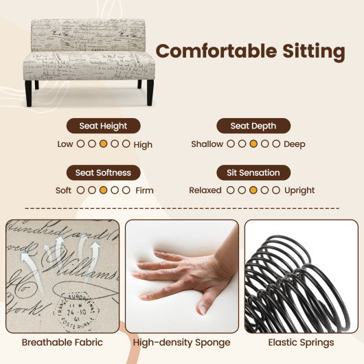 Living Room Wooden Leg Armless Loveseat Sofa-Multicolor