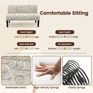 Living Room Wooden Leg Armless Loveseat Sofa-Multicolor