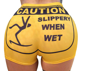 Pink Lemonade LA Snack Shorts - High Waisted Booty Shorts Stretchy Biker Shorts for Women Sexy Candy Shorts (Slippery When Wet X-Large)