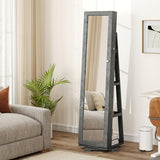 360 ° Rotatable 2-in-1 Lockable Jewelry Cabinet with Full-Length Mirror-Green