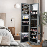 360 ° Rotatable 2-in-1 Lockable Jewelry Cabinet with Full-Length Mirror-Green