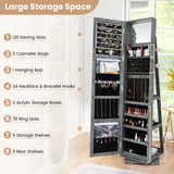 360 ° Rotatable 2-in-1 Lockable Jewelry Cabinet with Full-Length Mirror-Green