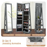 360 ° Rotatable 2-in-1 Lockable Jewelry Cabinet with Full-Length Mirror-Green