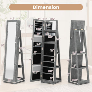 360 ° Rotatable 2-in-1 Lockable Jewelry Cabinet with Full-Length Mirror-Green