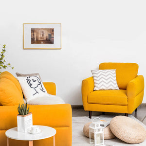2 Pieces Upholstered Sofa Set with Removable Cushion Covers-Yellow