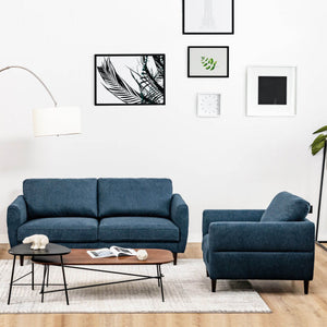 2 Pieces Upholstered Sofa Set with Removable Cushion Covers-Navy