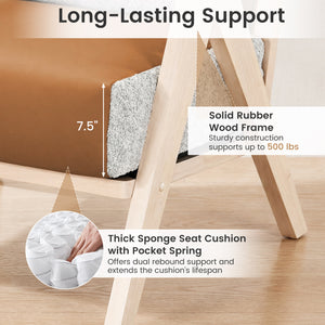 Loveseat Sofa for Small Spaces with Throw Pillows Rubber Wood Frame Padded Seat-Brown