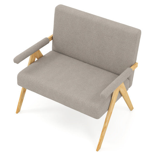 Loveseat Sofa with Armrests and Wooden Legs-Gray