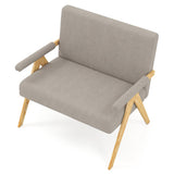Loveseat Sofa with Armrests and Wooden Legs-Gray