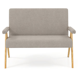 Loveseat Sofa with Armrests and Wooden Legs-Gray