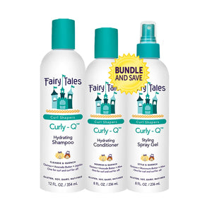 Fairy Tales Curly Q Shampoo & Conditioner Kit for Curly Hair - Hydrates, Detangles, Defines Curls, Tames Frizz -free from Phthalate , Paraben & Sulfate - 3 Travel Size Items 0.33 Fl Oz (Pack of 3) Shampoo + Conditioner + Spray