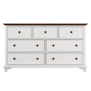 Wooden Captain Seven-Drawer Dresser For Bedroom, Living Room, Kids' Room, White Walnut