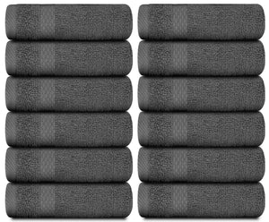 Luxury Washcloths for Bathroom Hotel Spa 12 Set 13x13 Inch Dark Gray Circlet