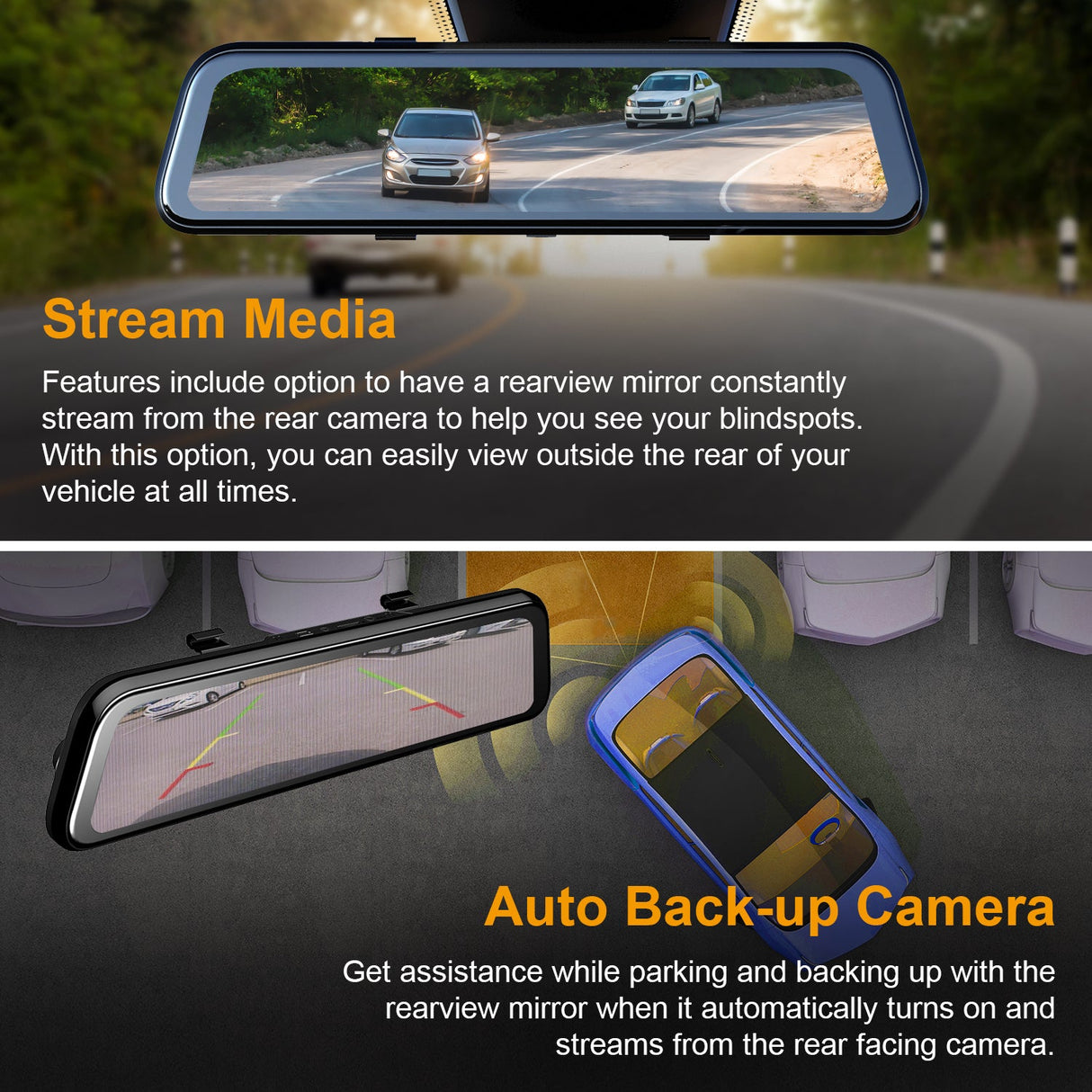 Rexing M2 Smart BSD ADAS Dual Mirror Dash Cam 1080p (Front+Rear) with GPS