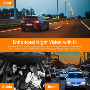 Rexing V2 PRO AI Dash Cam, 3-Channel Front/Cabin/Rear 1080p Recording with Wi-Fi and GPS