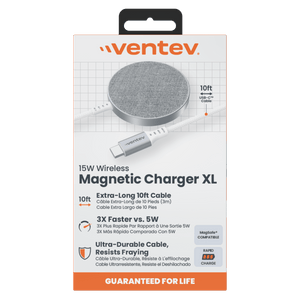 Ventev Ventev - 10ft Alloy 15W Wireless Magnetic Charger - Silver Silver by Ventev