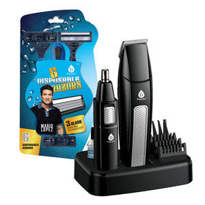Mario Lopez Ultimate Grooming Set – 10-Piece Hair, Beard & Body Grooming Kit + Disposable Razors by Pursonic