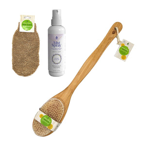 Pursonic Lavender & Sea Salt Mist Spray + Sisal Hemp Exfoliating Gloves + Bamboo Bath Body Brush Bundle by Pursonic
