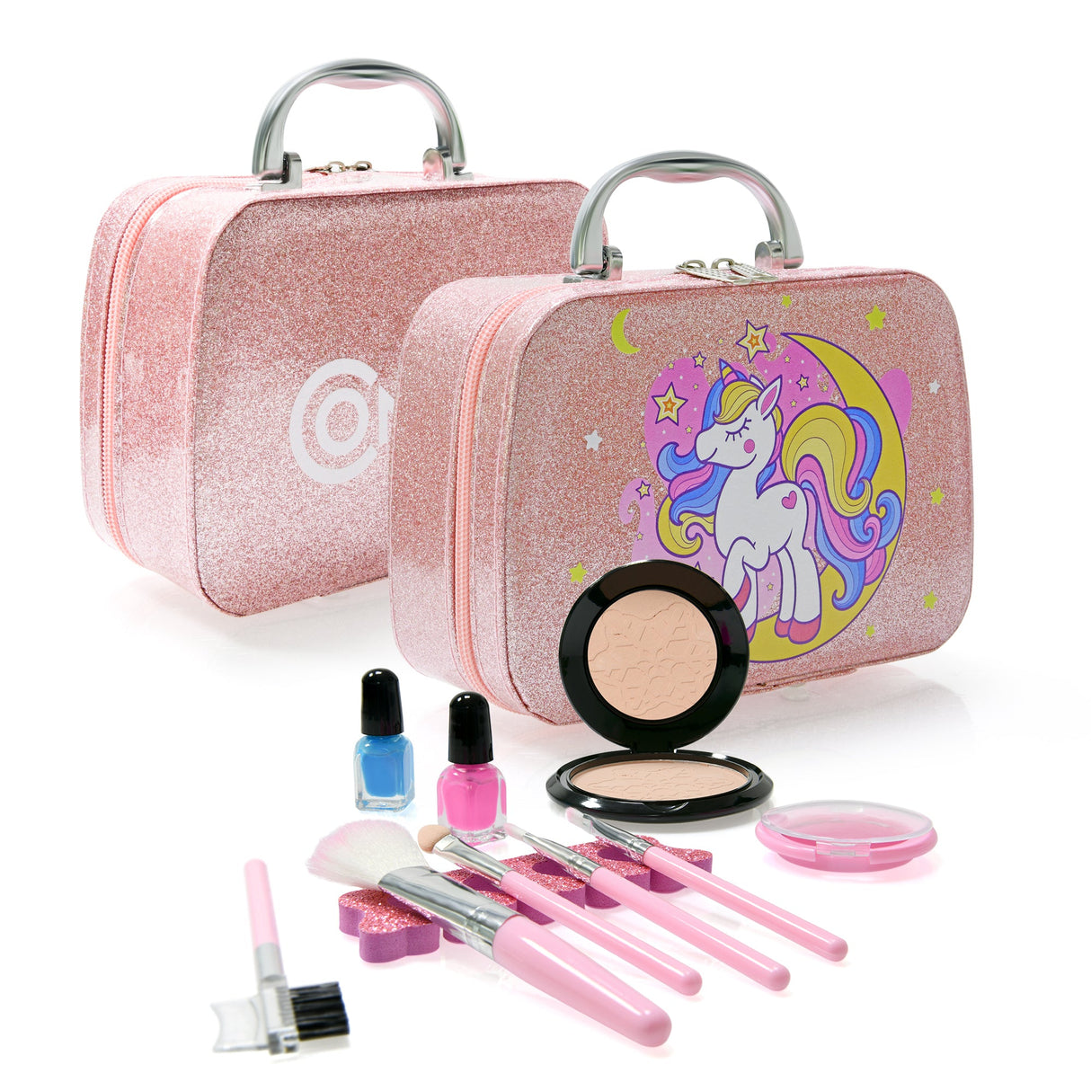 Contixo Pretend Play Kids Makeup Set w/ Sparkle Unicorn Case, Girl Toys for Ages 3+, Brushes, Nail Polish, Blush & Built-In Mirror, Safe & Non-Toxic by Contixo