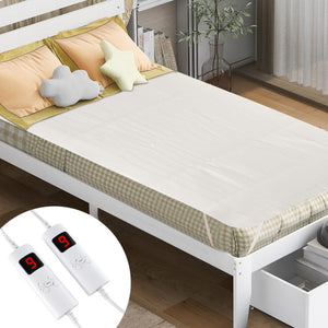 Machine Washable Electric Bed Warmer with Dual Controller 9 Heat Setting and 9-Hour Auto Off and Overheat Protection-Full Size