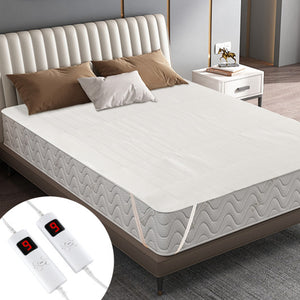 Machine Washable Electric Bed Warmer with Dual Controller 9 Heat Setting and 9-Hour Auto Off and Overheat Protection-Queen Size