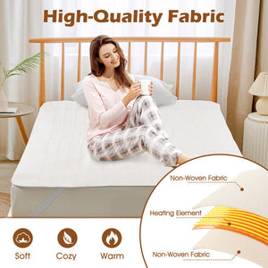 Machine Washable Electric Bed Warmer with Dual Controller 9 Heat Setting and 9-Hour Auto Off and Overheat Protection-Twin Size