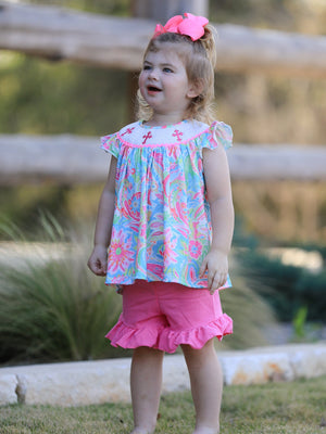 Easter Cross Smocking Embroidery Baby Girl Set