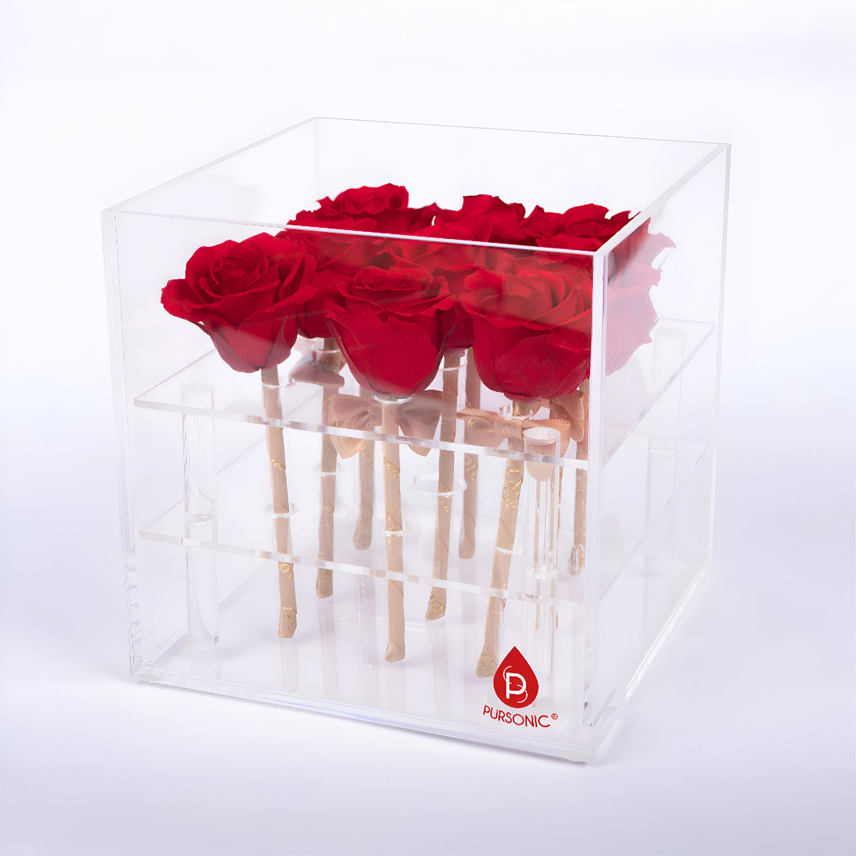 9 Preserved Roses in Acrylic Box: 100% Real Natural Roses That Last Over 1 Year