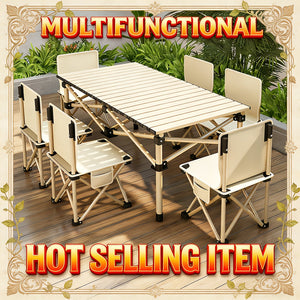 Portable Folding Camping Table for 4-6 People Adjustable Height Picnic BBQ Table