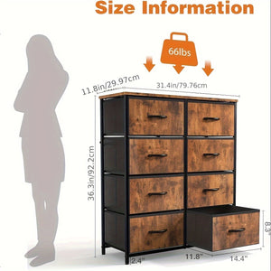 8 Drawer Dresser Storage Organizer Fabric Drawers Chest Bedroom Hallway Unit