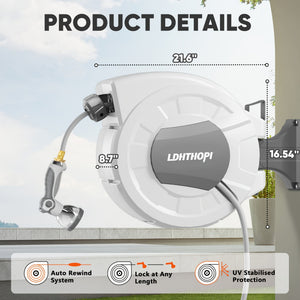 Retractable Garden Hose Reel 40/100/110/130FT Auto Rewind Wall Mounted Hose