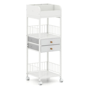 Makeup Organizer Floor Skincare Organizer Cart with Drawers and Storage Shelves-White