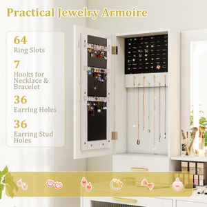 Makeup Vanity Desk Dressing Table and Stool Set with Lighted Mirror-White