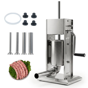 Manual Sausage Stuffer with 2 Speeds & 4 Stuffing Tubes for Commercial Home-7 LBS