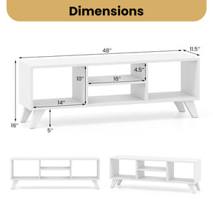 Media TV Console Table with Raised Support Legs-White