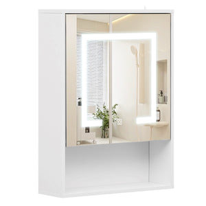 Medicine Cabinet with Mirror and 3 Color LED Lights Recessed or Wall Mounted-White