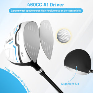 Men's Complete Golf Clubs and Bag Set-White