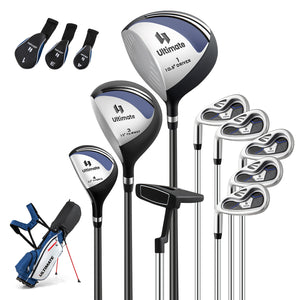 Mens LeftHanded Complete Golf Clubs and Bag Set Portable Lightweight Golf Stand Bag-Blue