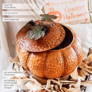 Indoor/Outdoor Metal Pumpkin with Lid