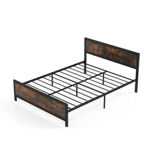 Metal Bed Frame with Headboard and Footboard-Queen Size