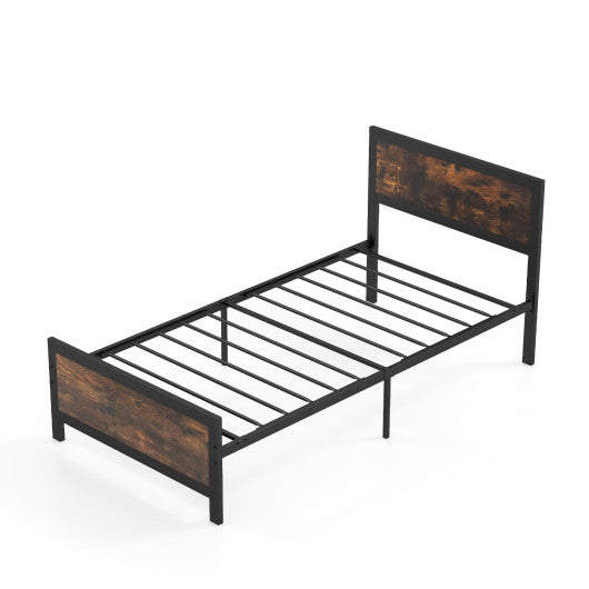 Metal Bed Frame with Headboard and Footboard-Twin Size