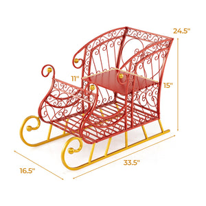 Metal Christmas Santa Sleigh Basket 2-Tier Xmas Santa's Gift Storage Sleigh