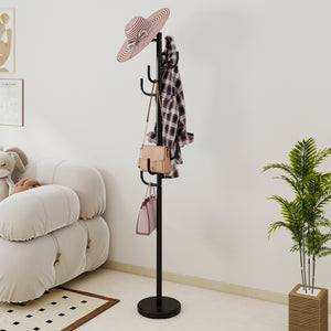 Metal Coat Rack Stand with 8 Sturdy Hooks and Metal Base