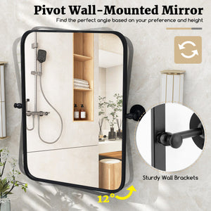 30 x 22 Inch Black Metal Framed Pivot Rectangle Wall-Mounted Mirror