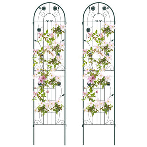 2 Pack 86.5 x 20 Inches Metal Garden Trellis for Climbing Plants-Green