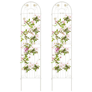 2 Pack 86.5 x 20 Inches Metal Garden Trellis for Climbing Plants-White