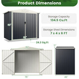 7 x 4 Feet Metal Outdoor Storage Shed with Lockable Door-Gray